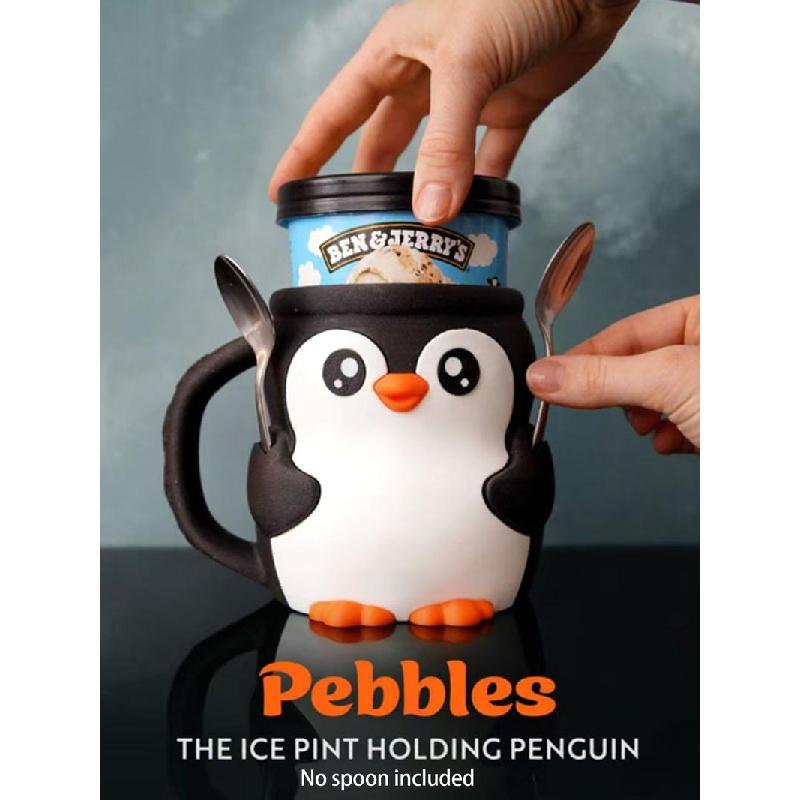 Highland beef ice cream pint holder, cute ice cream pint, 3D printed reusable popsicle container, dessert cup with antifreeze handle - the ideal gift for Highland beef lovers (brown).Cute penguin cup, comes with a spoon, Christmas gift, family use