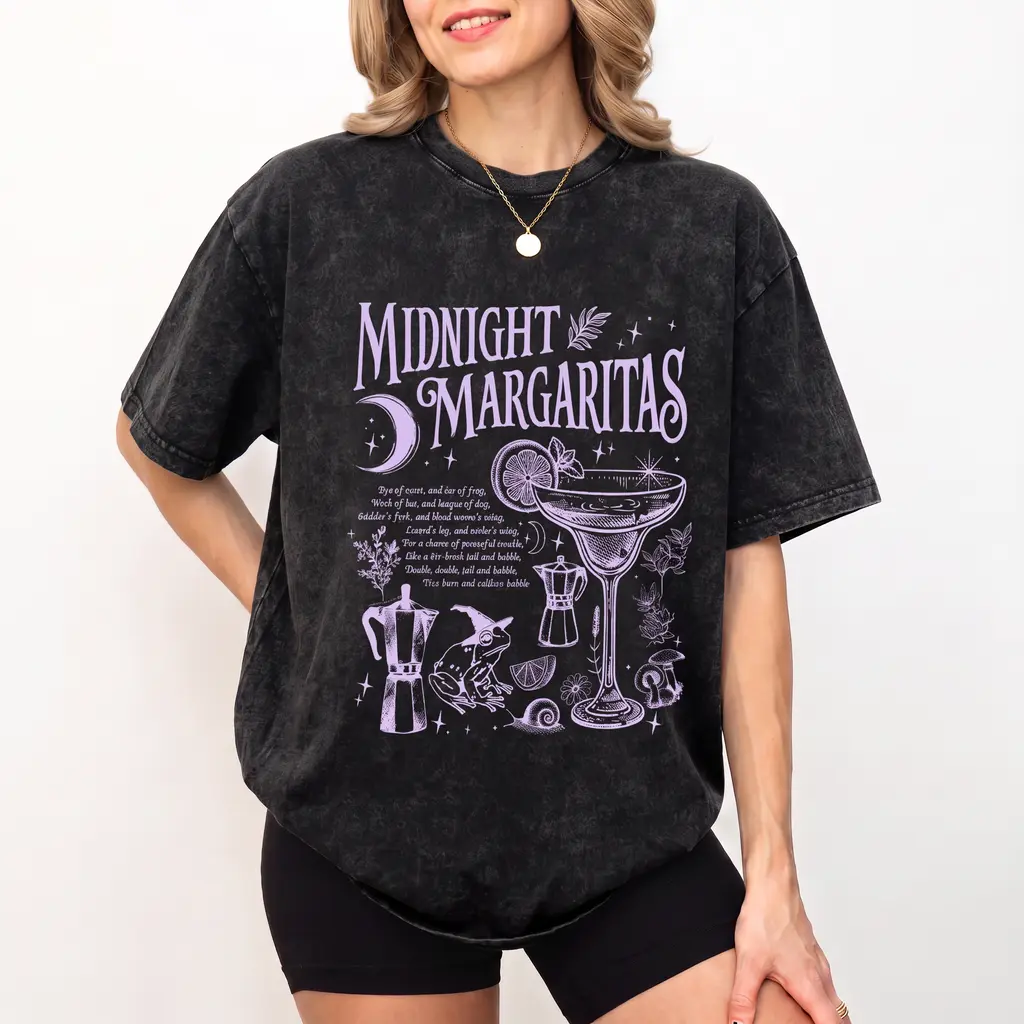 Midnight Margaritas Comfort Colors Shirt, Salt Rosemary Lavender Love Tee, Witchy Cocktail Graphic Shirt, Cozy Autumn Witch T-Shirt, Magical Halloween Apparel Soft Cotton Tee