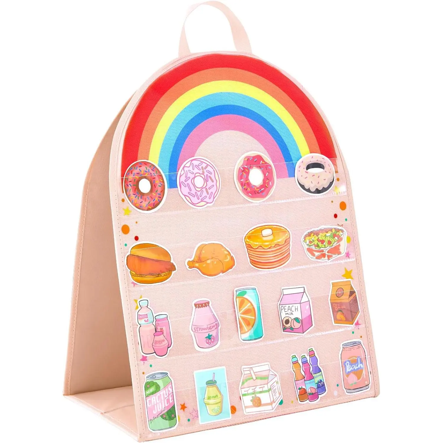 Portable Sticker Display Stand for Big 4'' Stickers, No Assembly Required Sticker Display for Vendor Events, Small Business Supplier Events(4 Layers and 2 Sides, Rainbow)