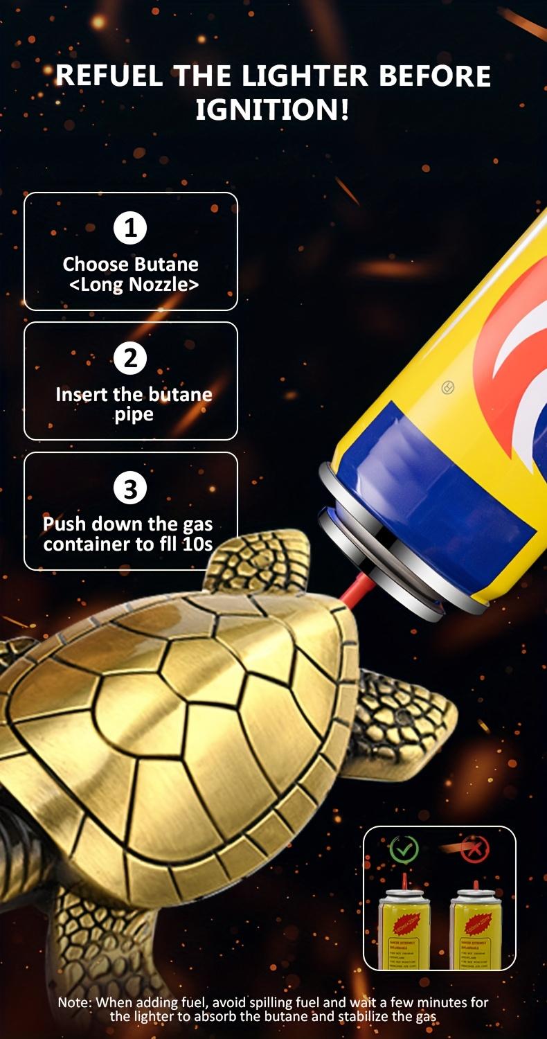Torch Lighter, Creative Desktop Golden Turtle Butane Lighter, Cool Portable Gas Lighter, Adjustable Soft Flame Lighter, Refillable Butane Lighter for Men Women Friends Gifts (Without Butane)