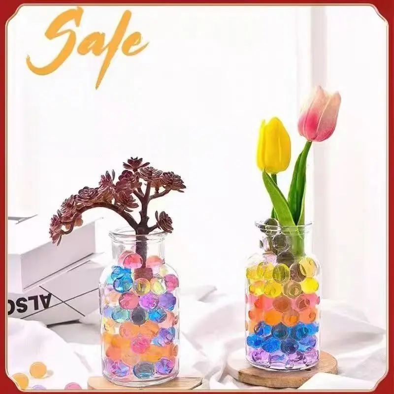 Orange transparent gel jelly, moisturizing elastic crystal ball, non-toxic absorbent beads, vase filler, Floor vase filler, party decoration, festival decoration