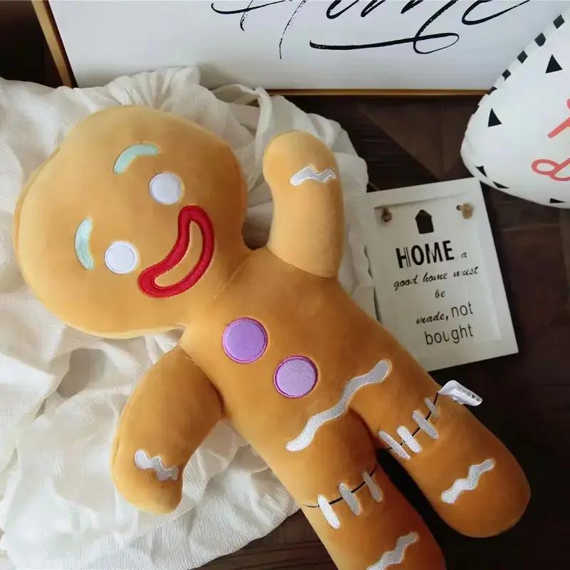 Gingerbread Man Soft Stuffed Plush Toy, Biscuit-Shaped Doll, Home Room Decoration, Kids' Birthday Gift