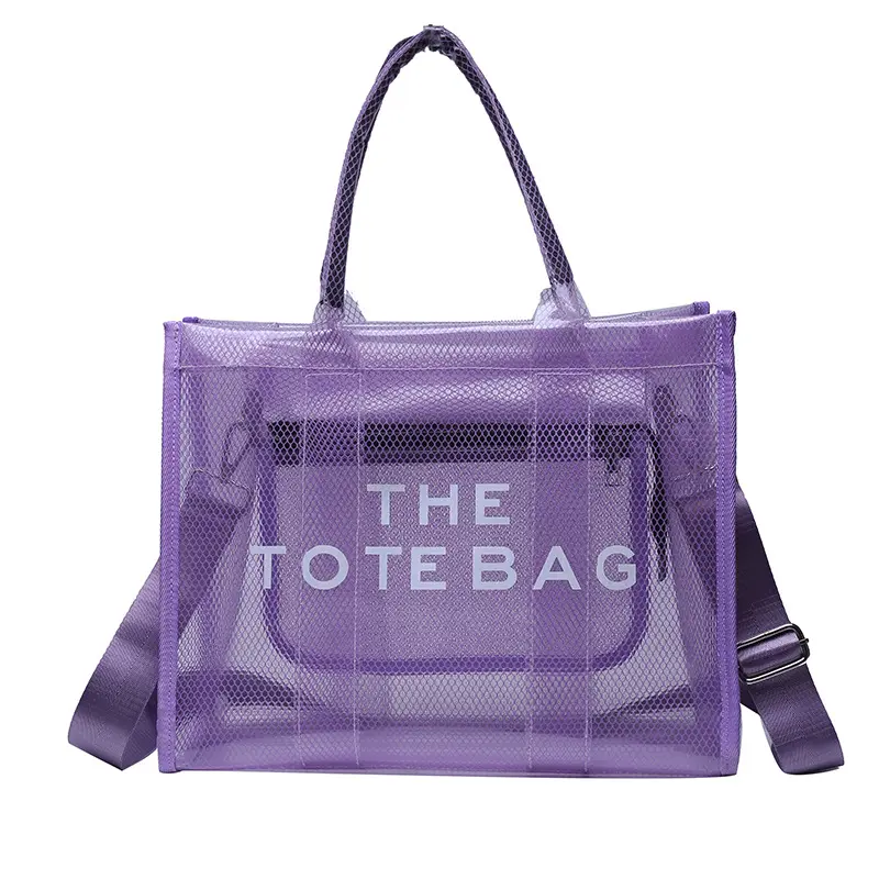 Colorful Transparent Tote Bag - Fashionable PVC Large Capacity Cross Shoulder Bag
