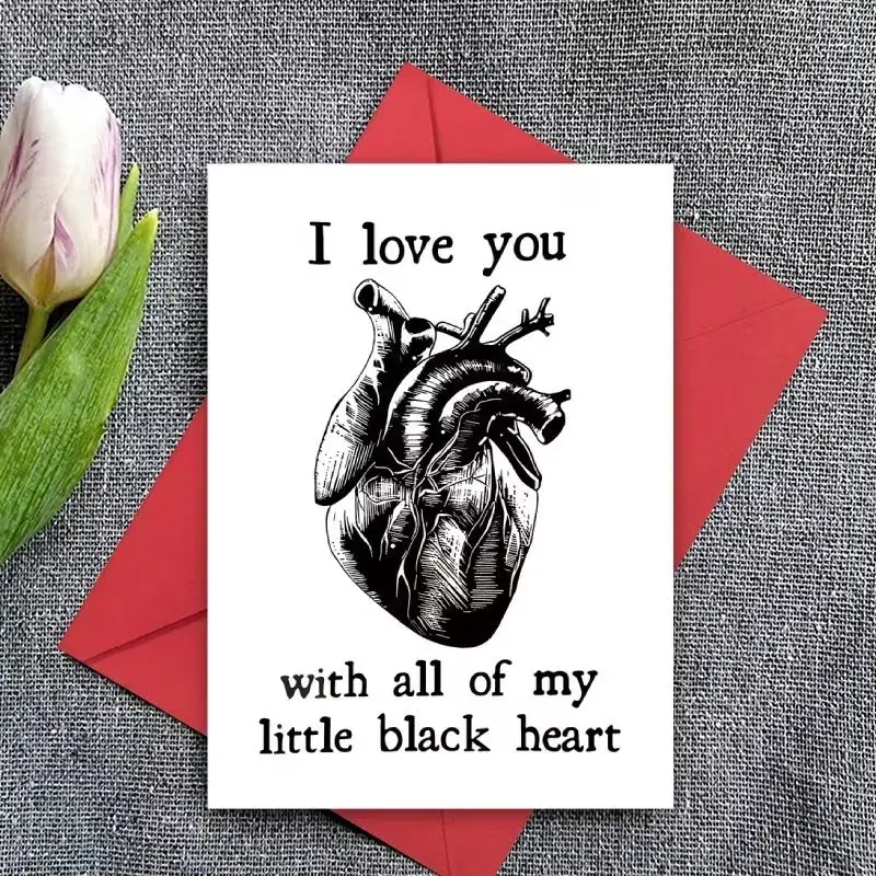 1 SET Unique Gothic-Style “I Love You” Card with Envelope - Perfect for anniversaries, birthdays, and special occasions - Ideal as a gift for your spouse, partner, or significant other; also makes a great Christmas gift