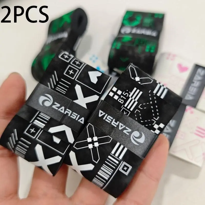 2pcs Non-Slip Sweat-Proof Printed Tennis Racket Grips, Durable Badminton Handle Bands, Fashion Tech Sports Replacement Grips, Tennis Equipment