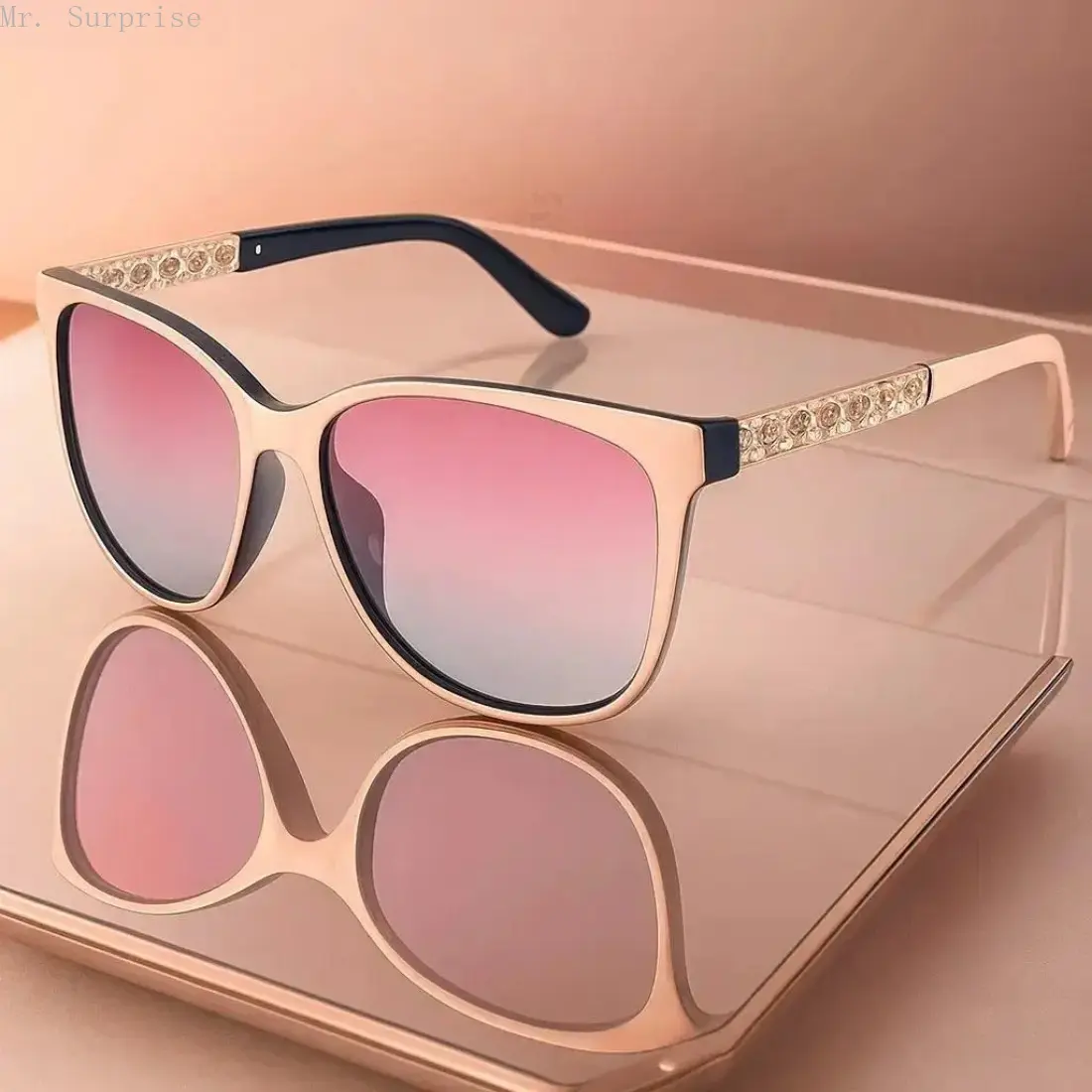 Women's Rectangle Sunglasses, Stylish Statement Frame Glasses with Ombre Lenses - Lightweight UV400 Protection, Stylish Accessories for Travel, Contemporary Aesthetic Sunglasses, Geometric Frame Sunglasses