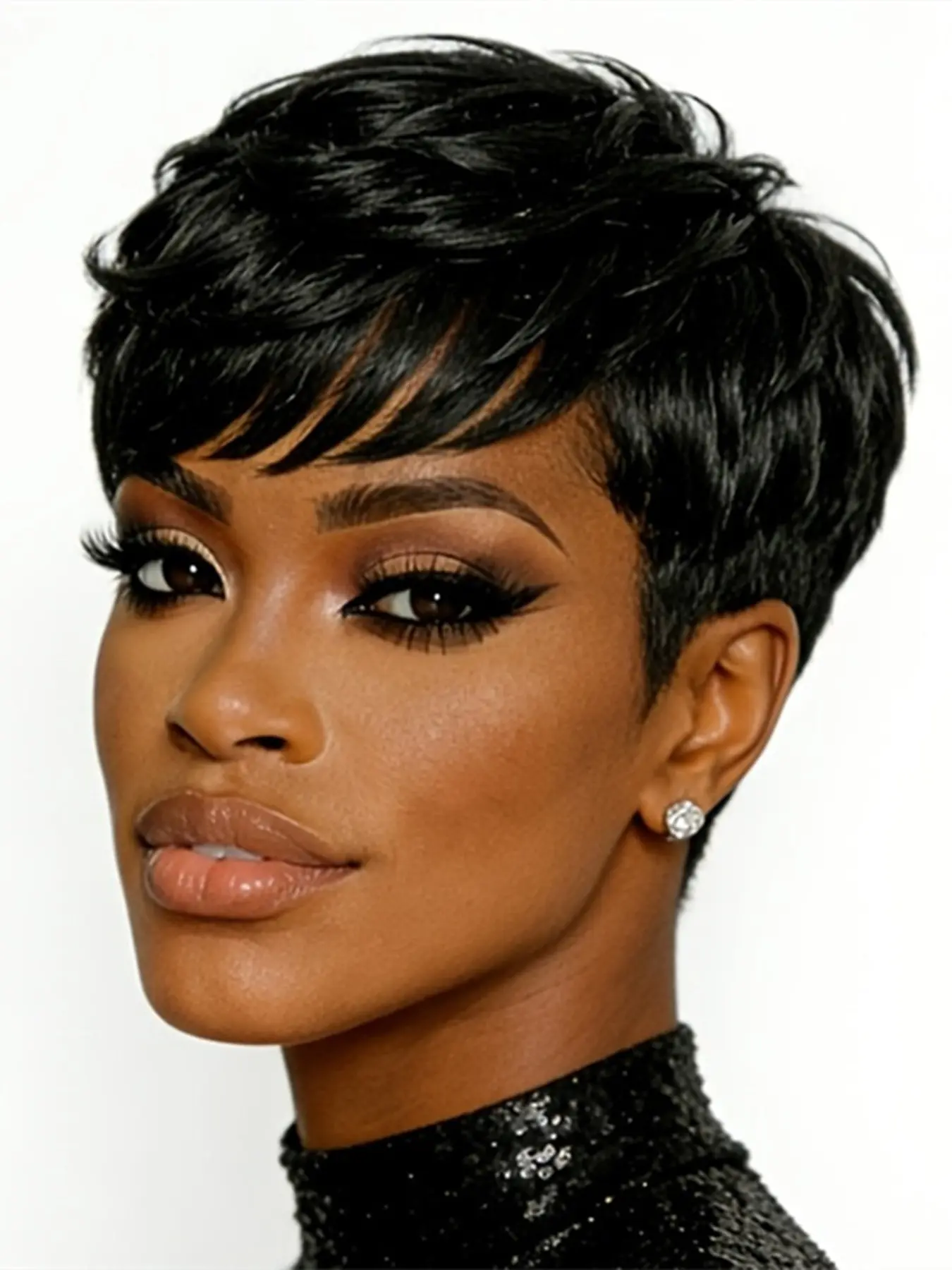 Pixie Cut Wig Straight Layered Natural, Human Hair Wigs for Women, Real Hair Wigs, Short Daily Party Cosplay Use, Machine Made Wig