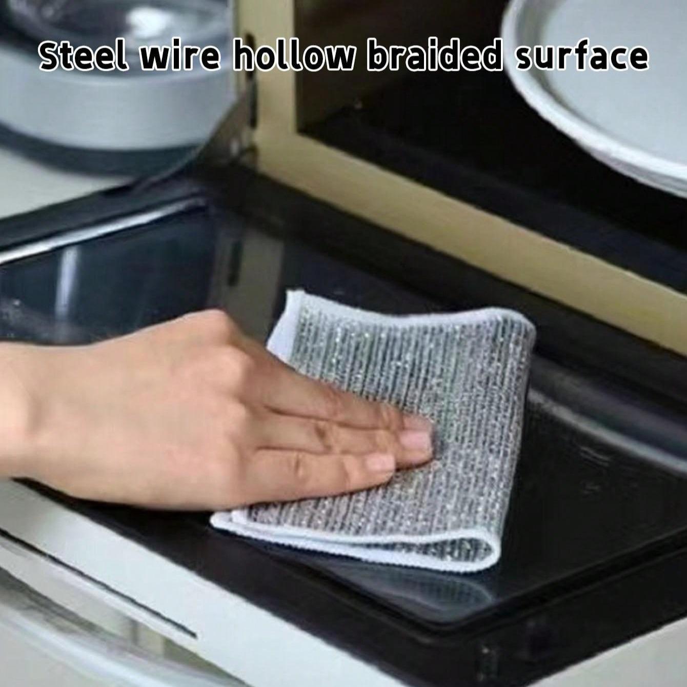 Iron Wire Sponge Cloth, 5/10/20/30/50pcs/set Scratch-free Dish Cleaning Cloth, Multi-purpose Dish Scrubber, Easy To Rinse and Reusable Cleaning Cloth for Kitchen Sink, Home Decor, Dishwashing Sponge, Kitchen Cleaning Supplies pink  christmas  ribbon house