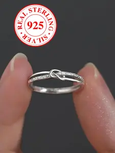 S925 Sterling Silver Ring knotted design infinity ring infinite love engagement ring, wedding ring, stackable promise ring for women & girls, minimalist style, anniversary and Valentine's Day gift