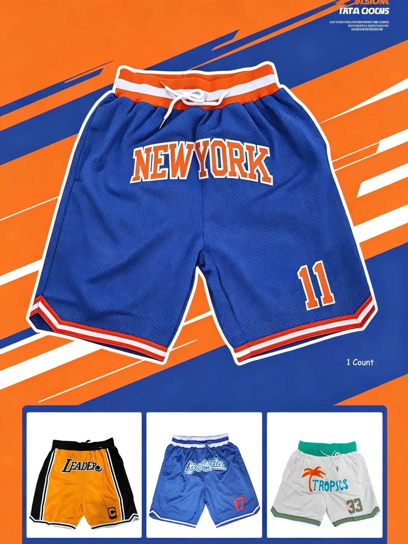 Basketball Shorts Blue #11 #33, Athletic Shorts, Multiple Colors Available, Breathable Pockets, Metal Zipper, Ideal for Sports and Leisure