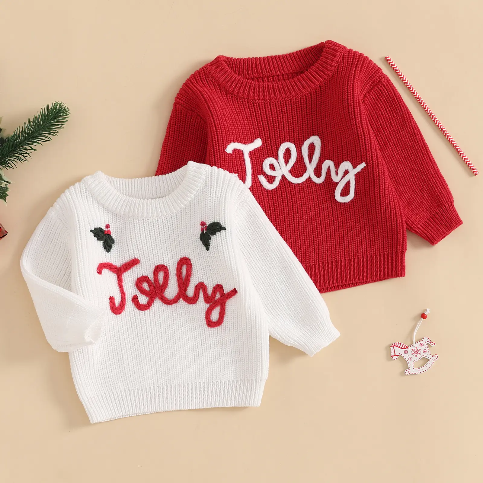 Kids Toddler Christmas Sweater Boys Girls Christmas Letter Embroidery Long Sleeve Knit Sweater Pullover Sweatshirt Top