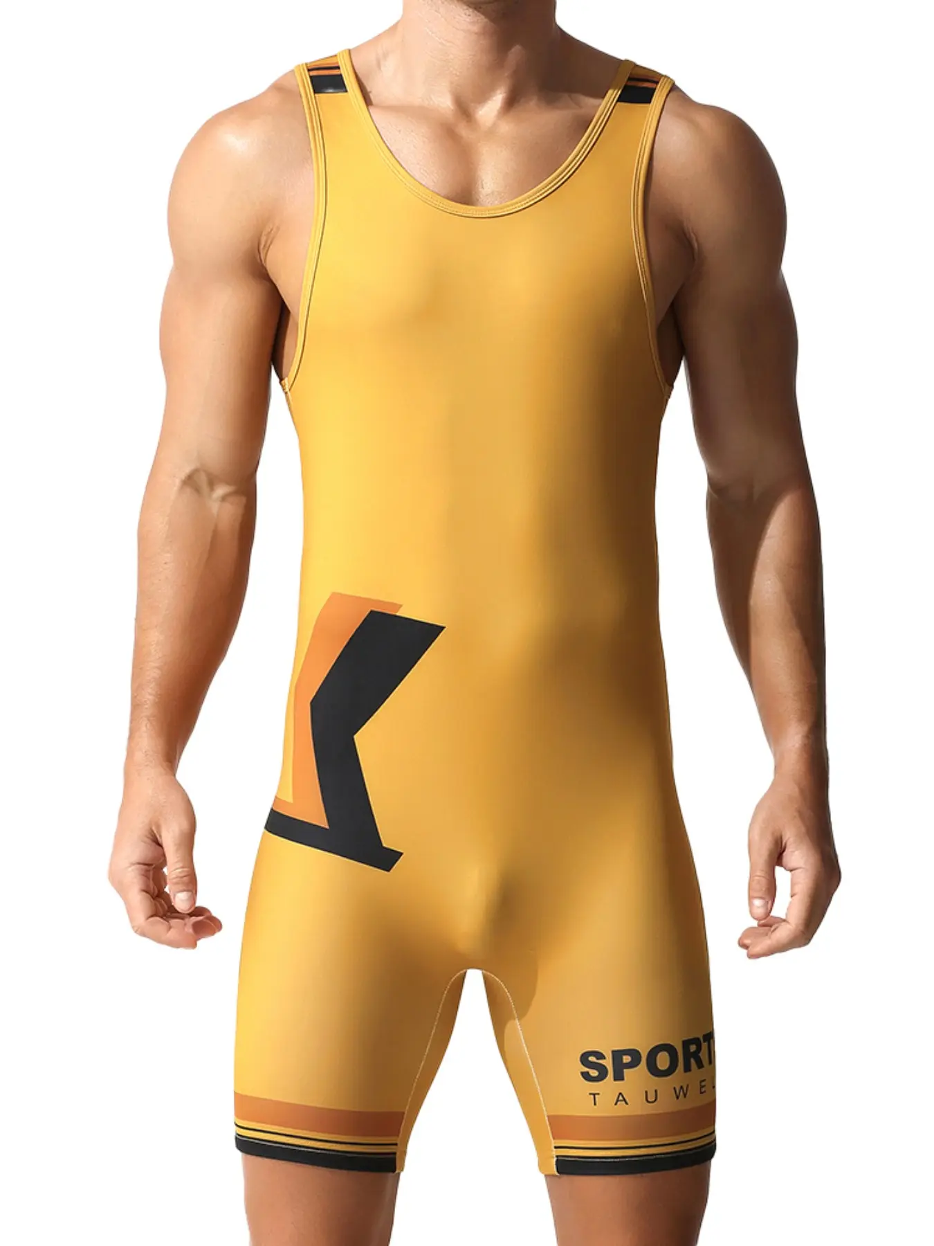 Men's Tight-Fit Wrestling Suit, Quick-Dry Elastic Weightlifting Training Gear, Sleeveless Fitness Bodysuit, Boxing and Weightlifting Compression Wear, High Elastic Activewear