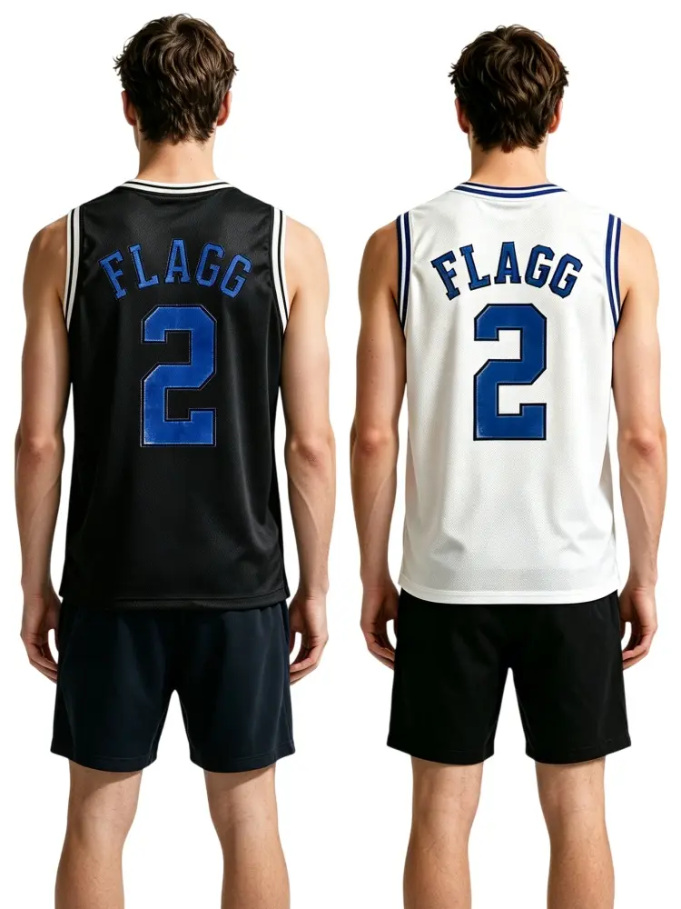 Men's Retro College #2 Flagg Style Basketball Jersey, Lightweight Polyester Mesh Sleeveless Sports Tank Top, Breathable Quick Dry Athletic Shirt for Basketball, Training, Fitness, Fan Apparel, Black White Yellow, S-3XL
