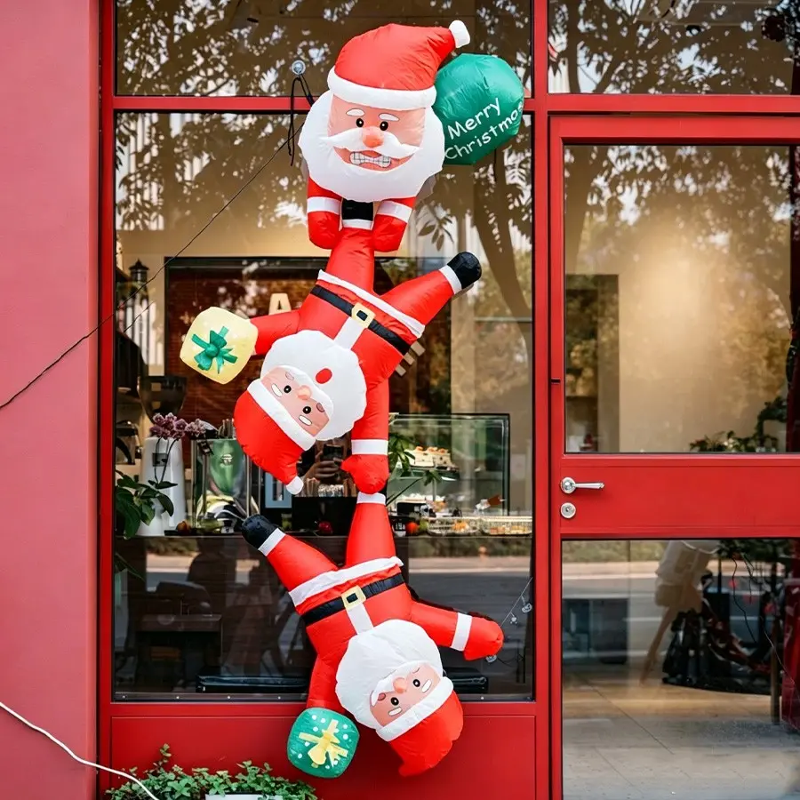 8-Foot Hanging Inflatable Santa Claus, Lighted Outdoor Christmas Decoration, Requires Blower, Creative 3D Inflatable Model for Home Decor