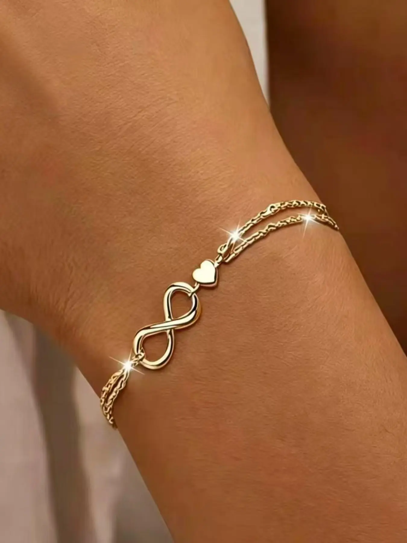 Luxurious Elegant High-Quality 316 Stainless Steel Infinity Ring Bracelet, Adjustable Fashion Jewelry, Perfect for Daily Wear or Gift, Valentine's Day Gift