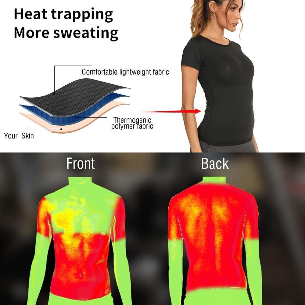 Women's Sauna Sweat Shirt Tummy Control Sauna Shirt Athletic Tee Compression T-Shirt Heat Trapping Sauna Vest for Women