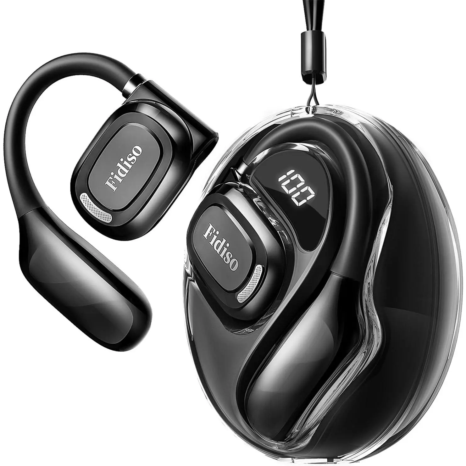 Over The Ear Earbuds, 5.4 Bluetooth Headphones Sport with LED Display,30-40H Wireless Bluetooth Open Ear Earbuds Workout with Earhooks, Ultra-Comfort, Snug Fit, Powerful Sound, Clear Calls