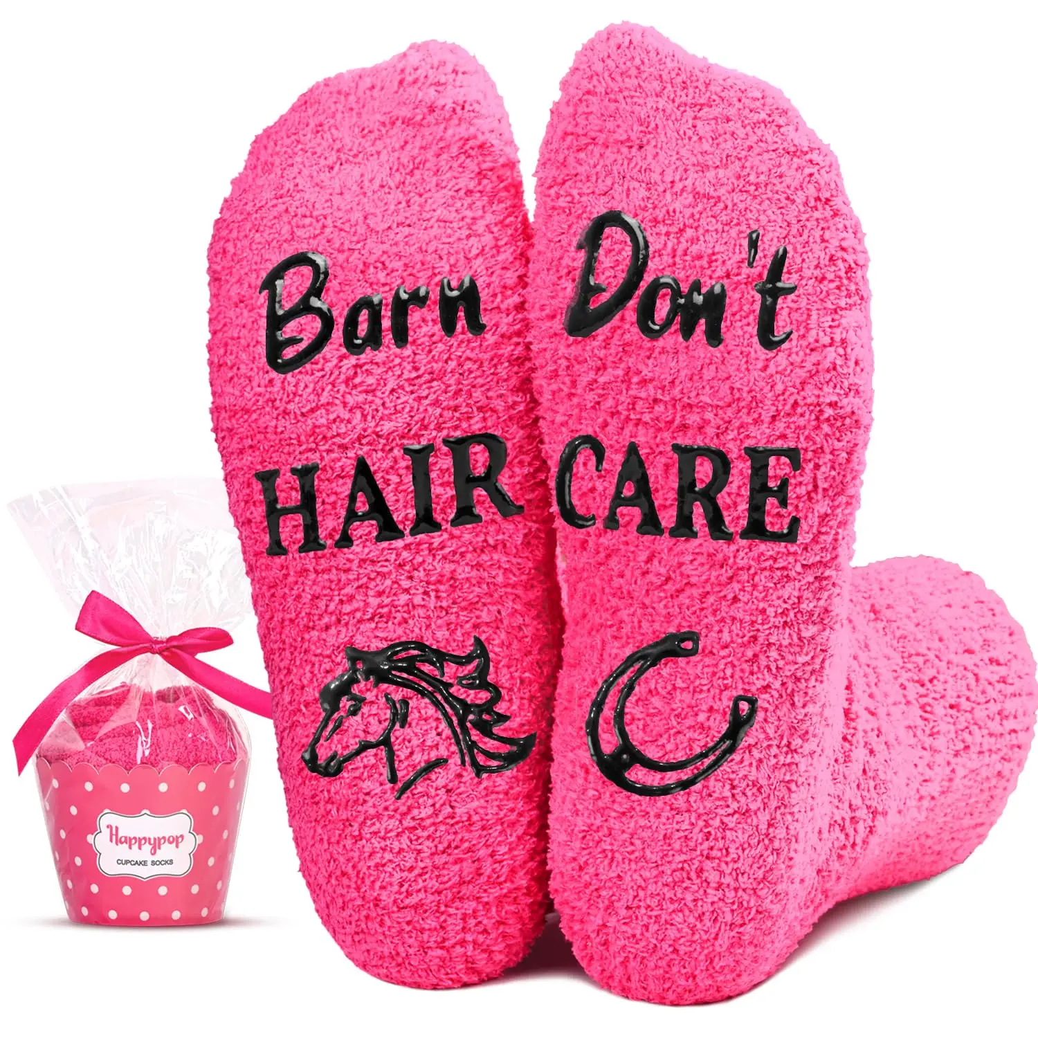 HAPPYPOP Women Fuzzy Horse Funny Equestrian Socks, Novelty Horse Riding Girls Equestrian Girlfriend Wife Mom Her