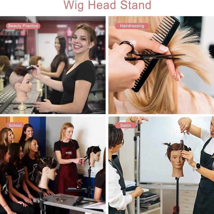 63 Inch Mannequin Head Stand, Foldable Wig Stand Tripod, Adjustable Wig Head Stand with Set for Wig Making, Hair Styling Accessories, Hair Products