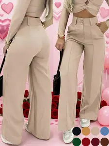 Women's Simple Wide-Leg Pants with Double Button Front, Versatile Commuter Essential Single Piece, Stylish Office Wear