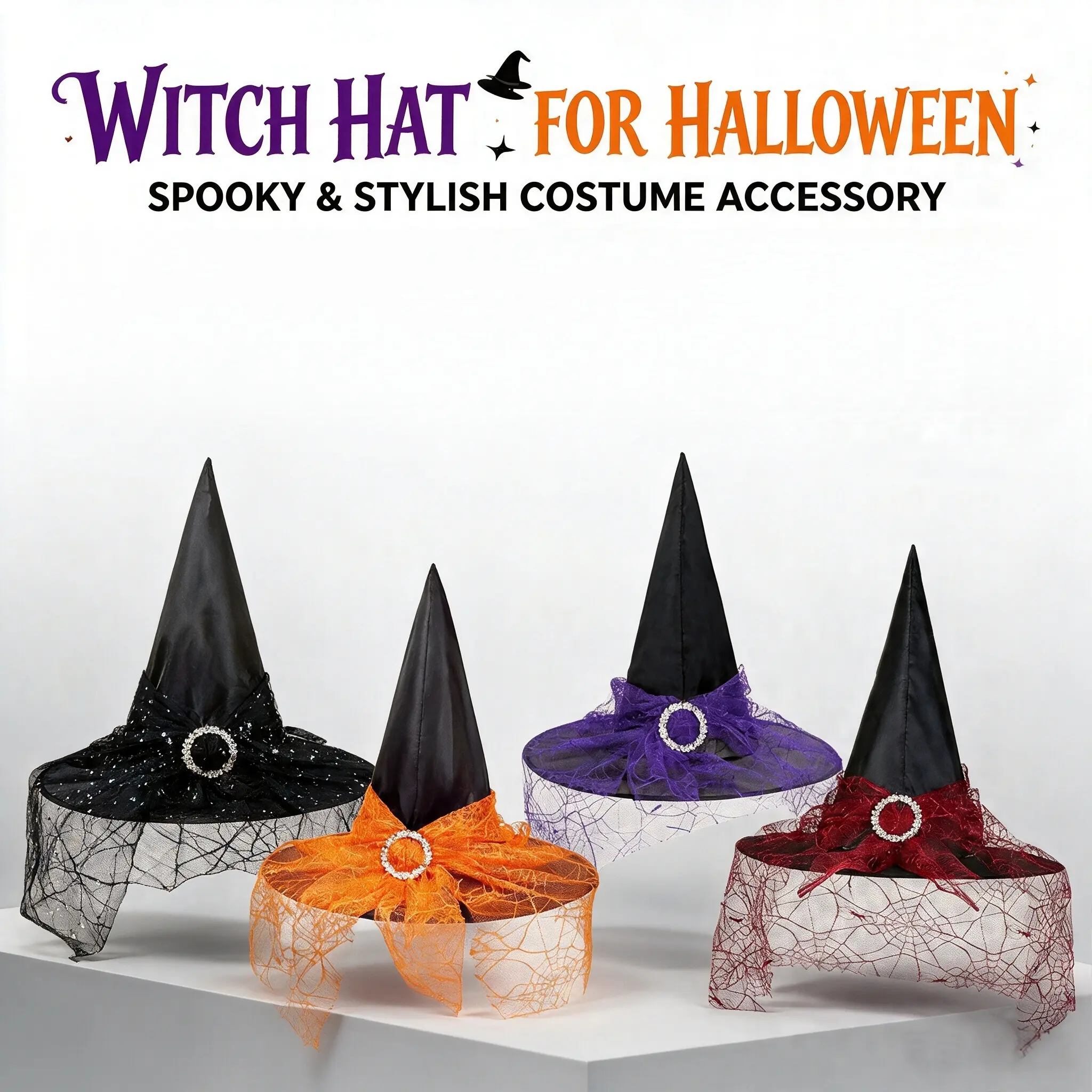 Oxford Cloth Halloween Witch Hat for Adult Children, Classic Halloween Witch Wizard Hat, Durable Oxford Fabric Cosplay Head wear, Classic Pointed Wizard Cosplay Headpiece, Halloween Party Costume Dress Up Decoration Prop