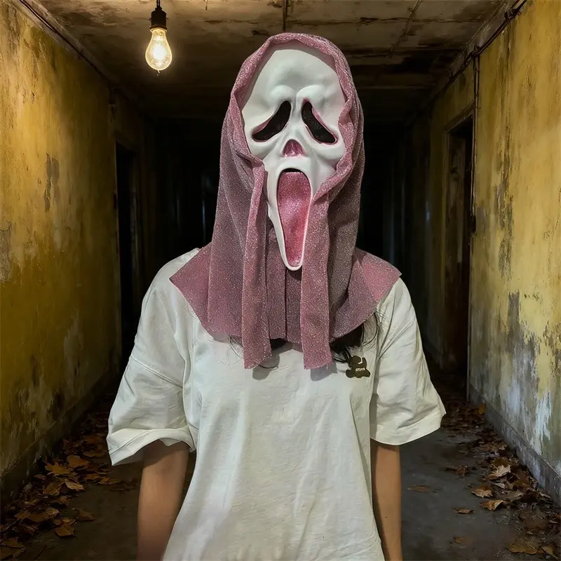 Halloween Horror Party Props, Glittering Skull Headgear, Halloween Costume Latex Mask, Spooky Makeup Ball Accessories