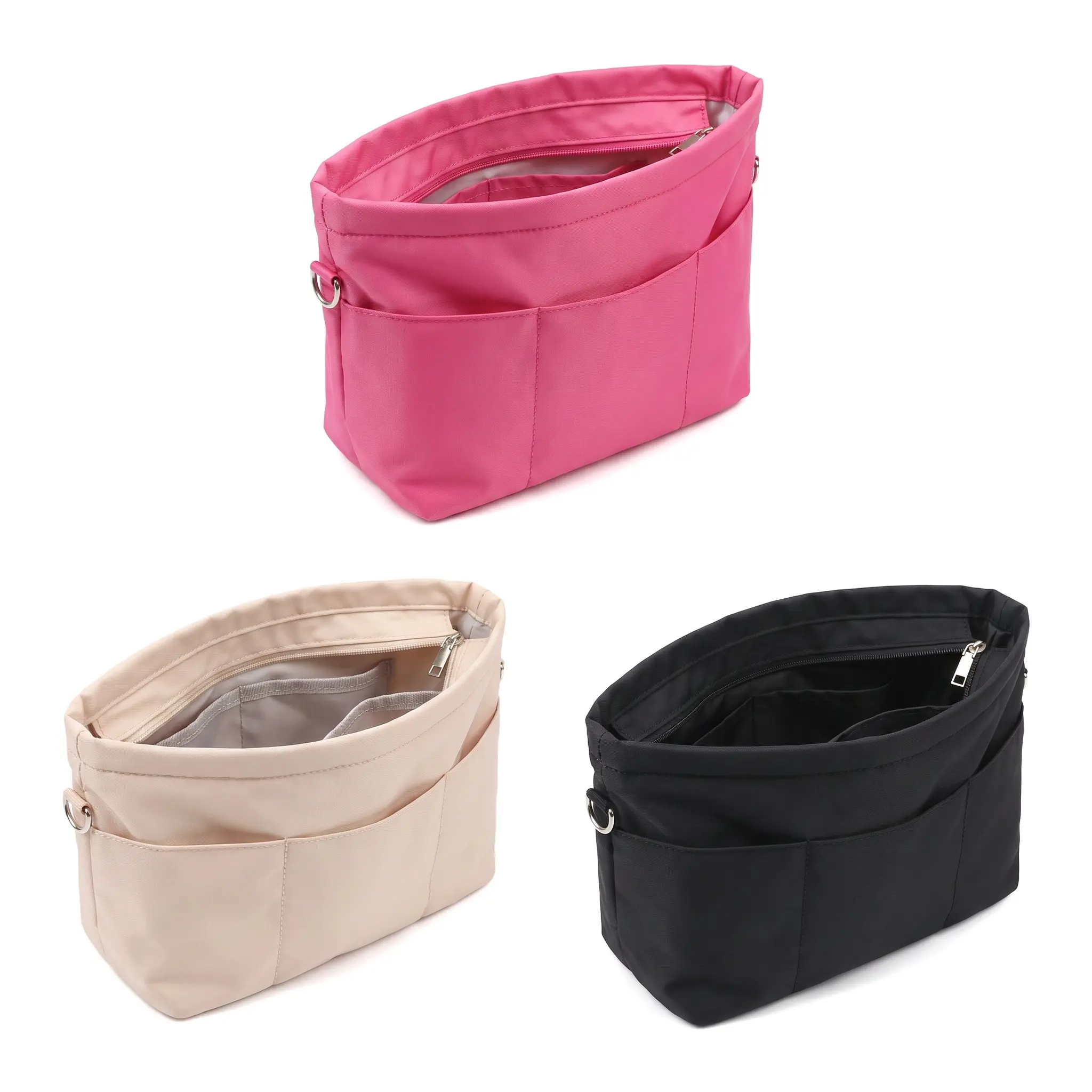 Large-Capacity PU Material Bag Organizer for Daily Use Bags, Zippered Pockets for Cosmetics Phone Keys, Portable Travel Handbag Liner, Cozy Sleek Design, Keeps Tidy
