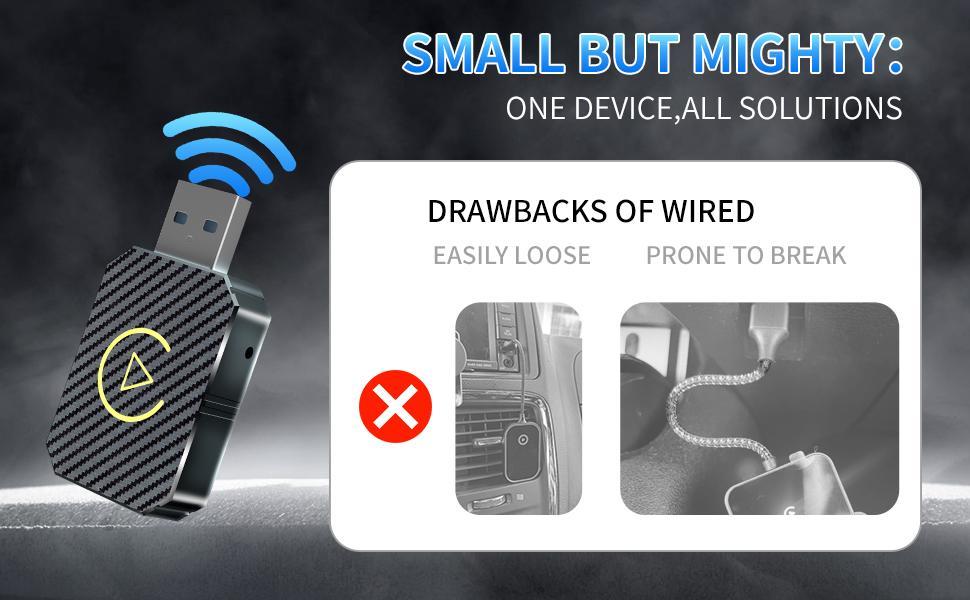 Wireless CarPlay Android Auto Adapter - Convert Wired to Wireless in Seconds, Compact Design with USB Extension Cable, Stable Connection & Near-Zero Latency for 2020+ Vehicles [Compatibility List] Gifts For Men Dad