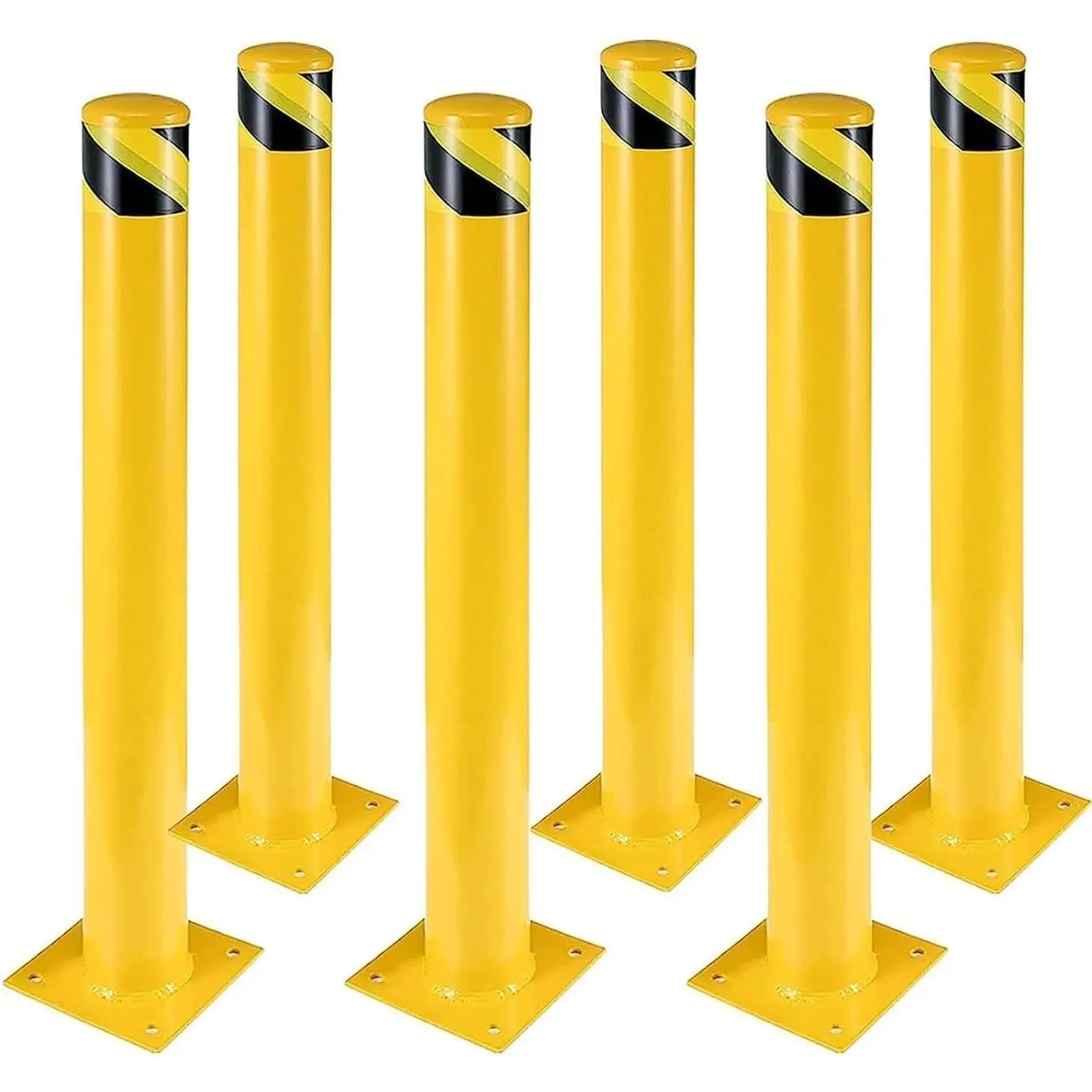 48 Inch Safety Bollard Posts, 4.5" Diameter Steel Bollard with Anchor Bolts, for Facility & Traffic Protection