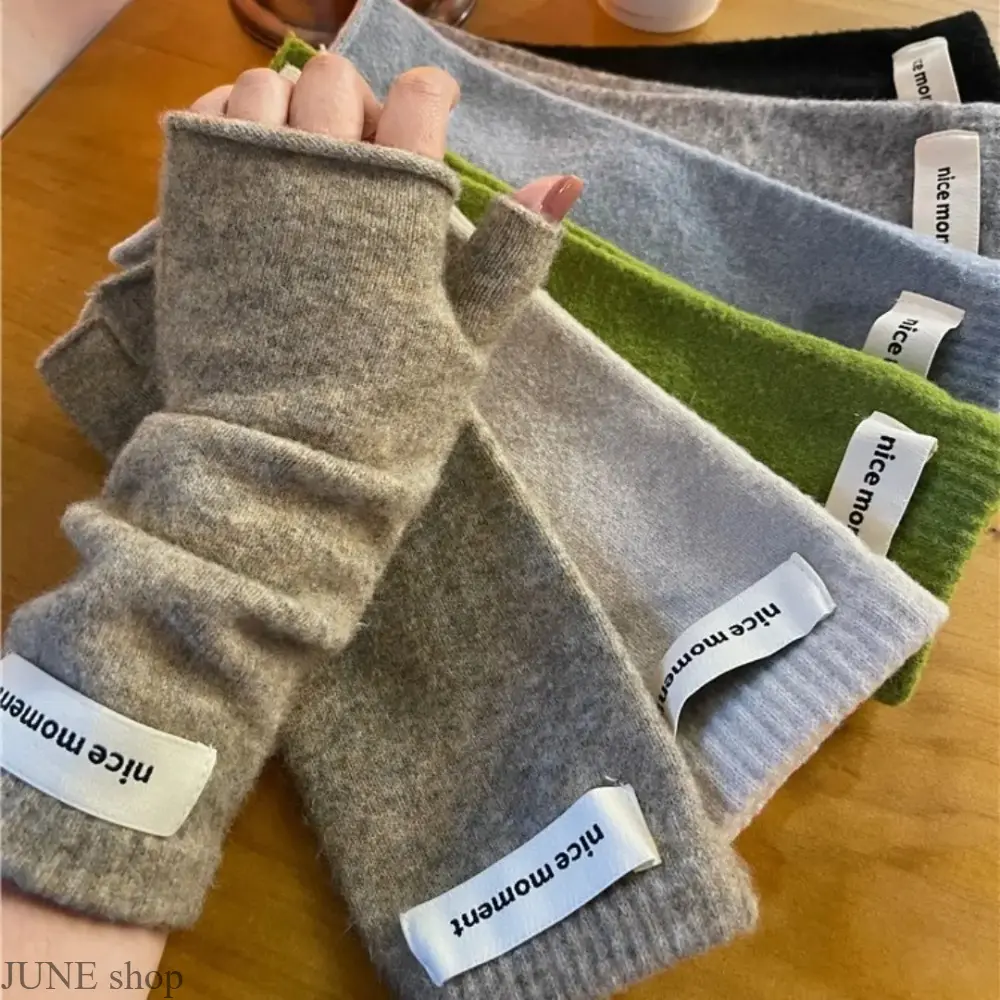 Women's Imitation Cashmere Fingerless Gloves - Seamless Knit, Form-Fitting, Flexible, Solid Colors, Warm for Office Commute, Casual Daily Wear for Business Office Workers