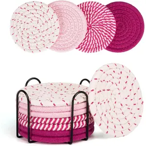 Coasters for Drinks Absorbent, Coasters Set of 4 - Color, Coasters for Coffee Table, 8 count Pink Coasters for Desk, Cute Coasters, House Essentials for New Home