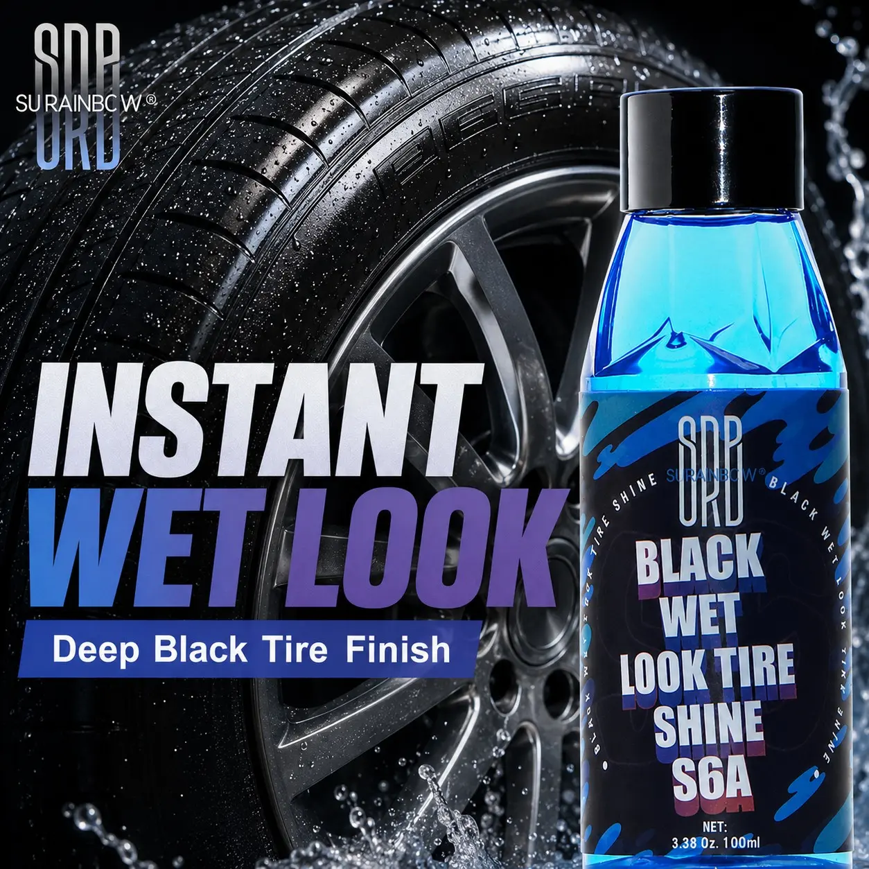 1/2/3 Bottles 100ML Tire Polish, Professional Car Tire Blackening & Brightening Care Liquid, Easy Application, Suitable for Cars, Suvs, Trucks