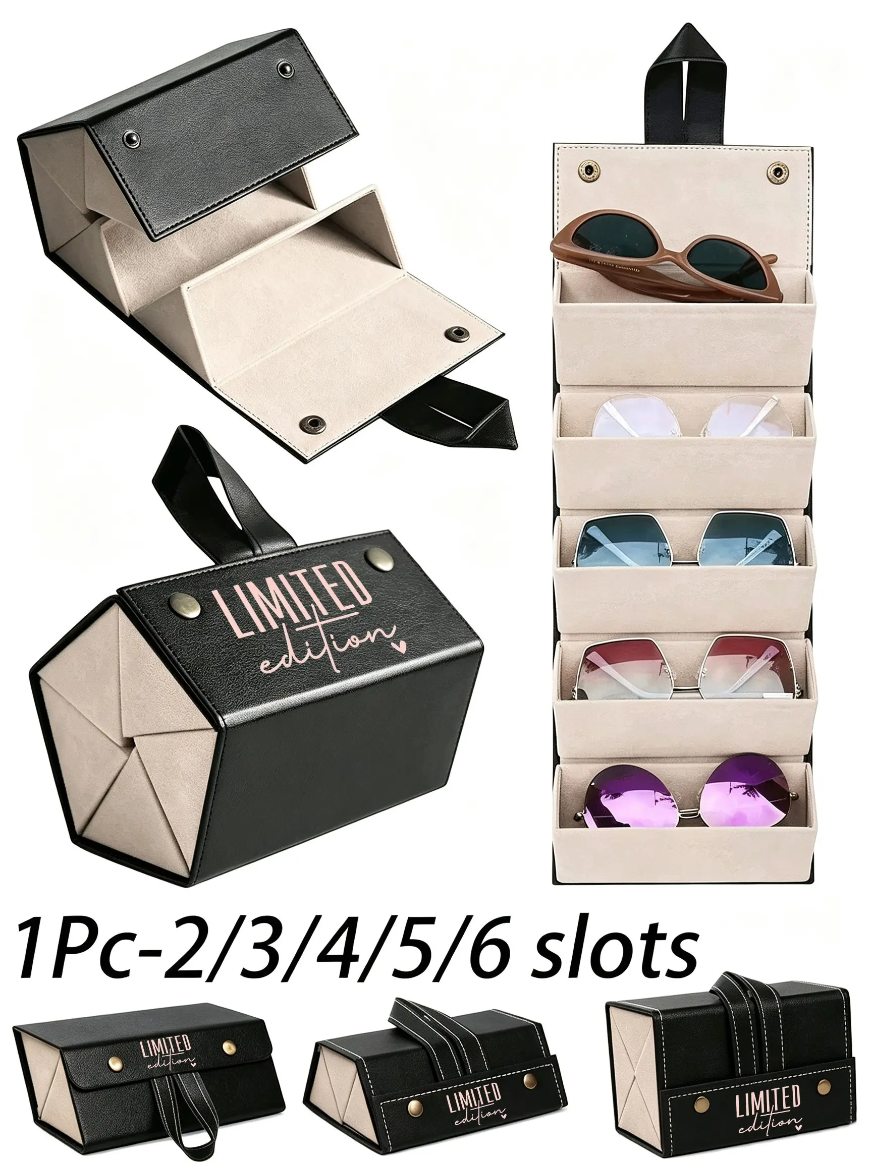 Foldable Hanging Travel Eyeglass Case, Portable Fashion Glasses Storage Box, Holds Multiple Pairs, Eyeglass Holder, Organizer Case