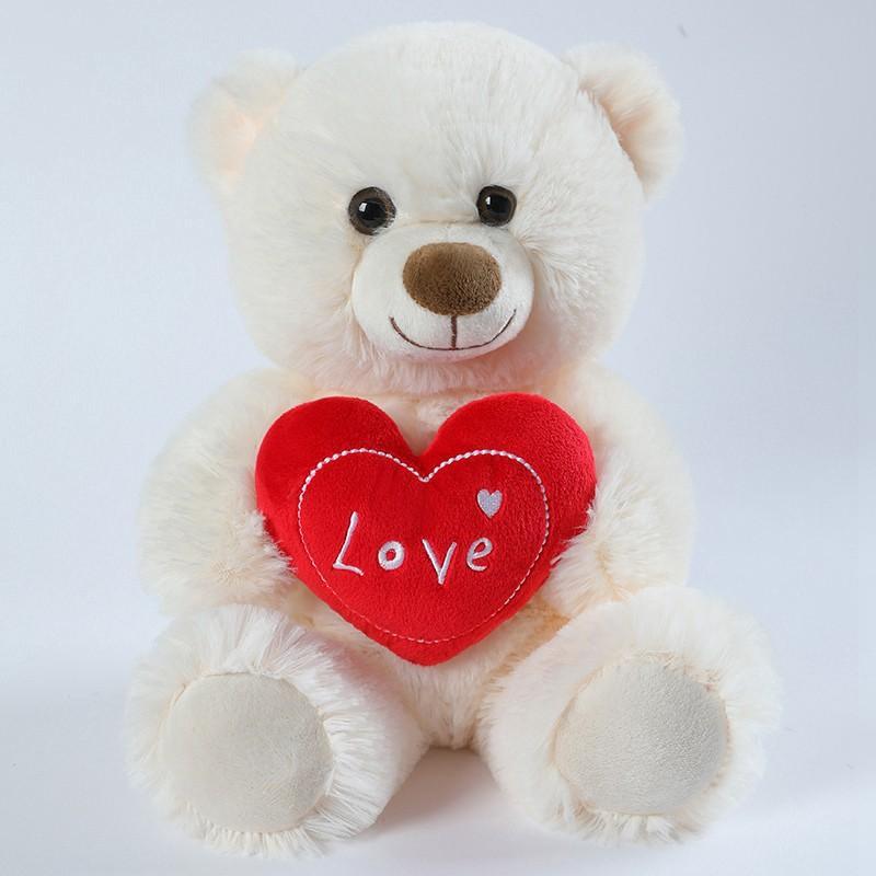 Teddy Bear Stuffed Toys with Love Heart Decor, 1 Count Cute Plush Bear Toy, Birthday Gift for Friend and Girlfriends, Love Gift for Mom