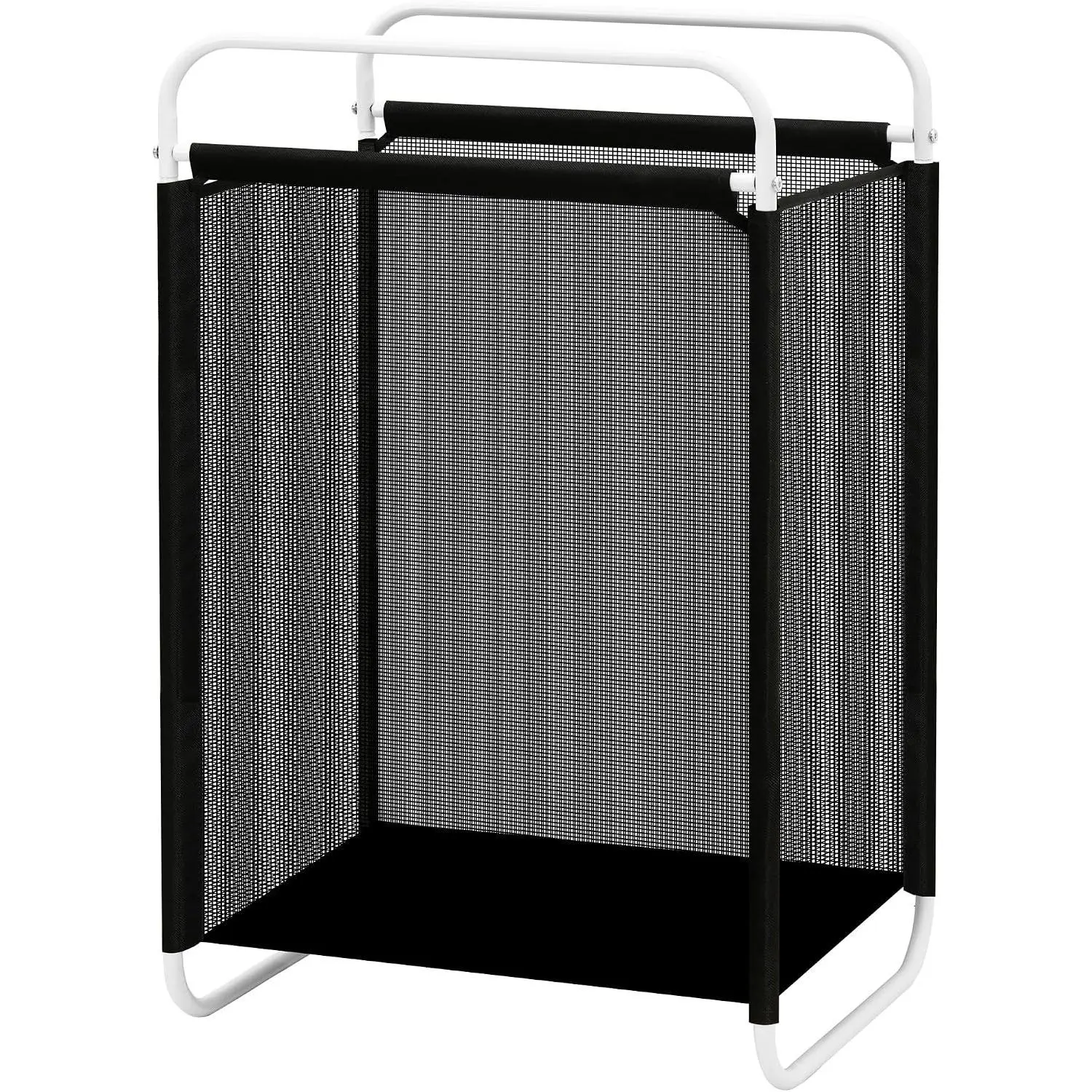 Laundry Hamper, 75L Laundry Basket with Vinyl Mesh Bag, Lightweight Portable Dirty Clothes Hamper, Laundry Bin with Metal Frame for Laundry Room, Bedroom, Closet and Dorm, Black Mesh
