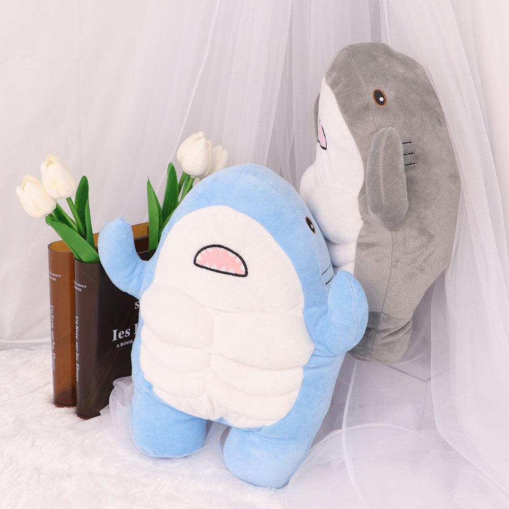 2026 New Muscle Shark Plush Toy |     Unique and trendy decorative style |     Soft plush material (durable texture) sleeping companion doll + desktop decoration + fitness-themed gift weighted rare stuffed animals Cartoon Gorilla Backpack Whale Kawaii