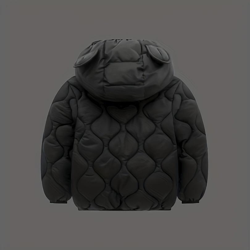 Boys' Adorable Blue Bear Ear Hooded Sweatshirt - Soft Polyester-Lined Warm Pullover with Zipper Closure, All-Season Casual Long Sleeve for Casual Attire