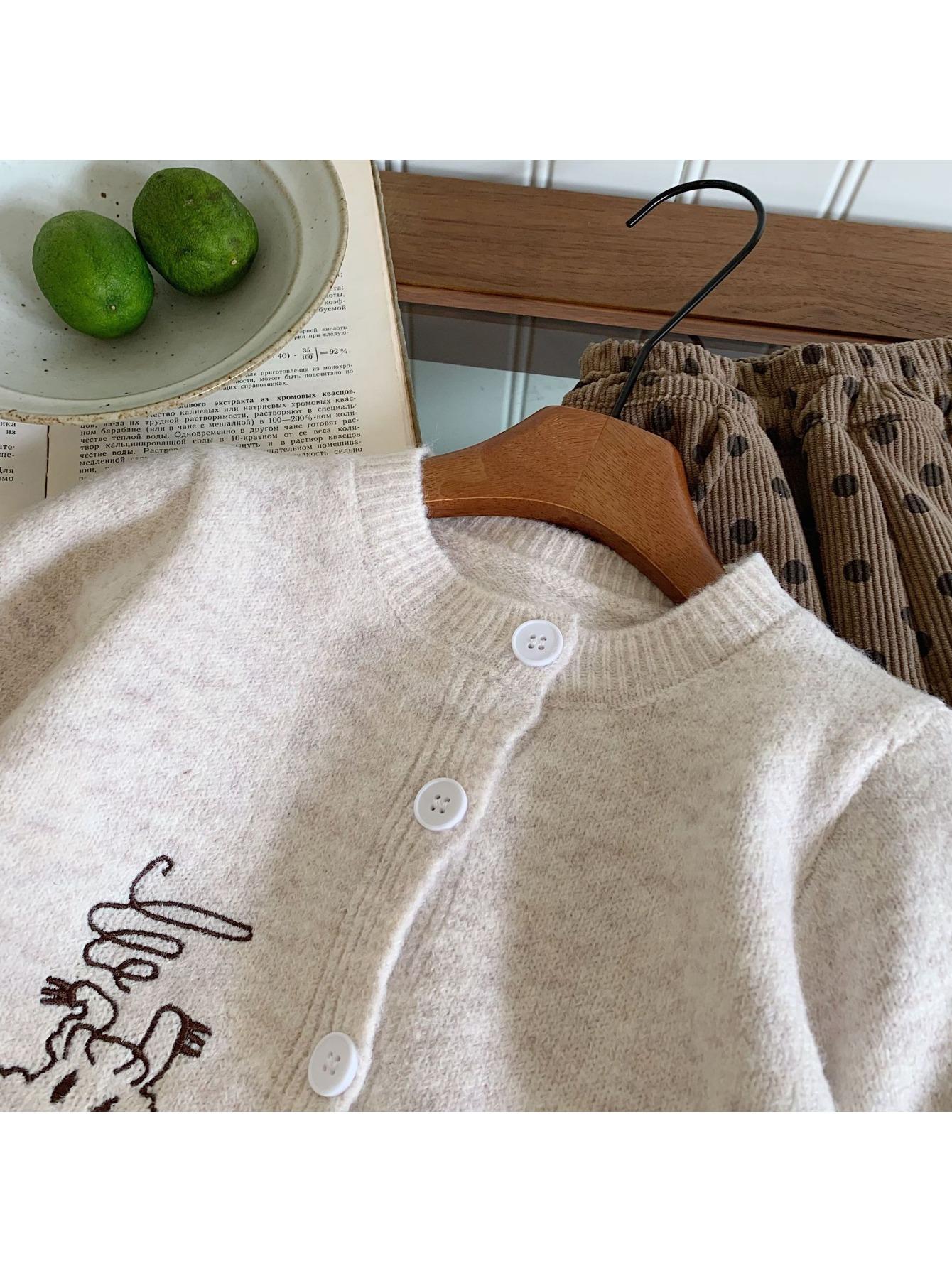 Little Boys' Cozy Button- Sweater - Feature a Cute Stitched Puppy Detail, Soft Mid-Weight Knit for Fall and Winter, Perfect Easy-On Layer for Chilly Weather