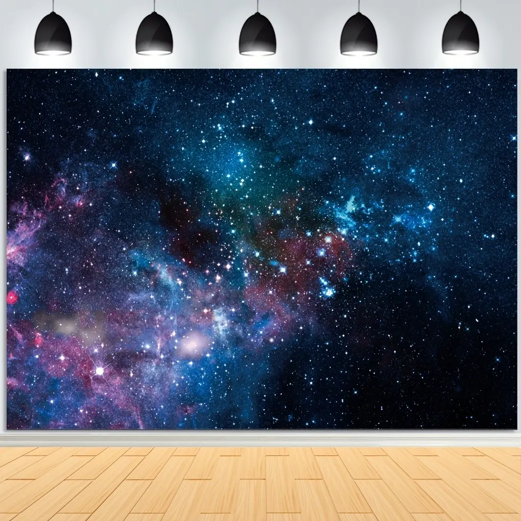 2D Flat Galaxy Space Banner | Stunning Starry Sky & Cosmic Universe Backdrop for Birthday Parties, Weddings, Photo Booths, Kids' Rooms & Home Wall Decor | Single-Sided Polyester | Metal Grommets for Easy Hanging