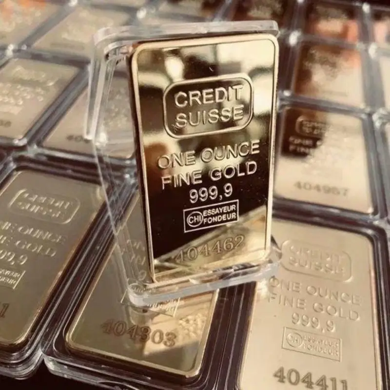 Credit Suisse 1oz Gold-Plated Finish Bar Commemorative Coin, Unique Serial Number Design, Collectible Numismatic Series