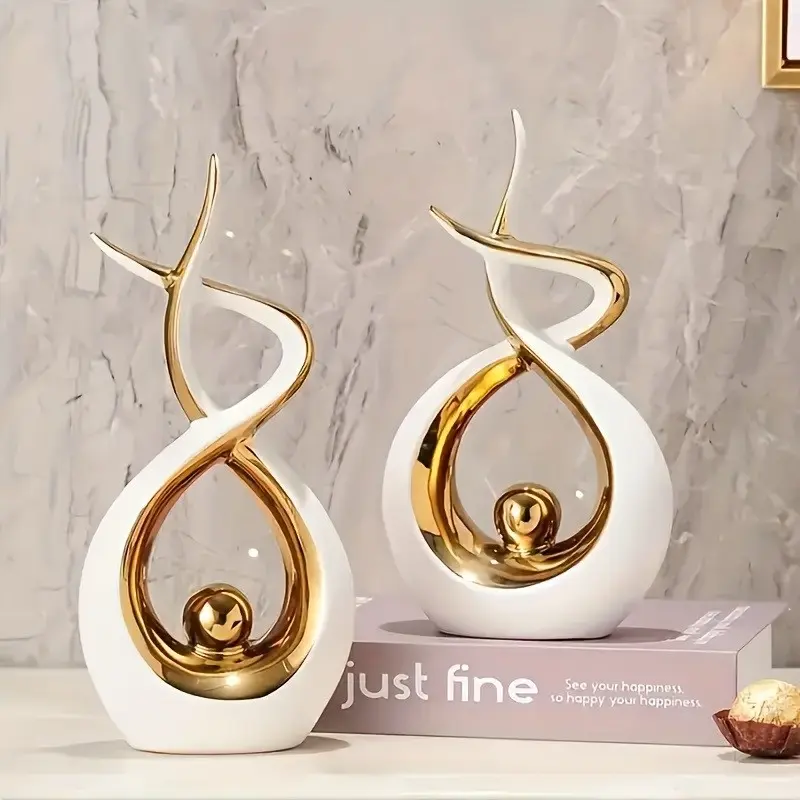 2 Piece Luxury Ceiling Art Set, Abstract Flame Sculpture, Living Room Bar Gift, Office Desk Essential Decor, Modern Romance Style