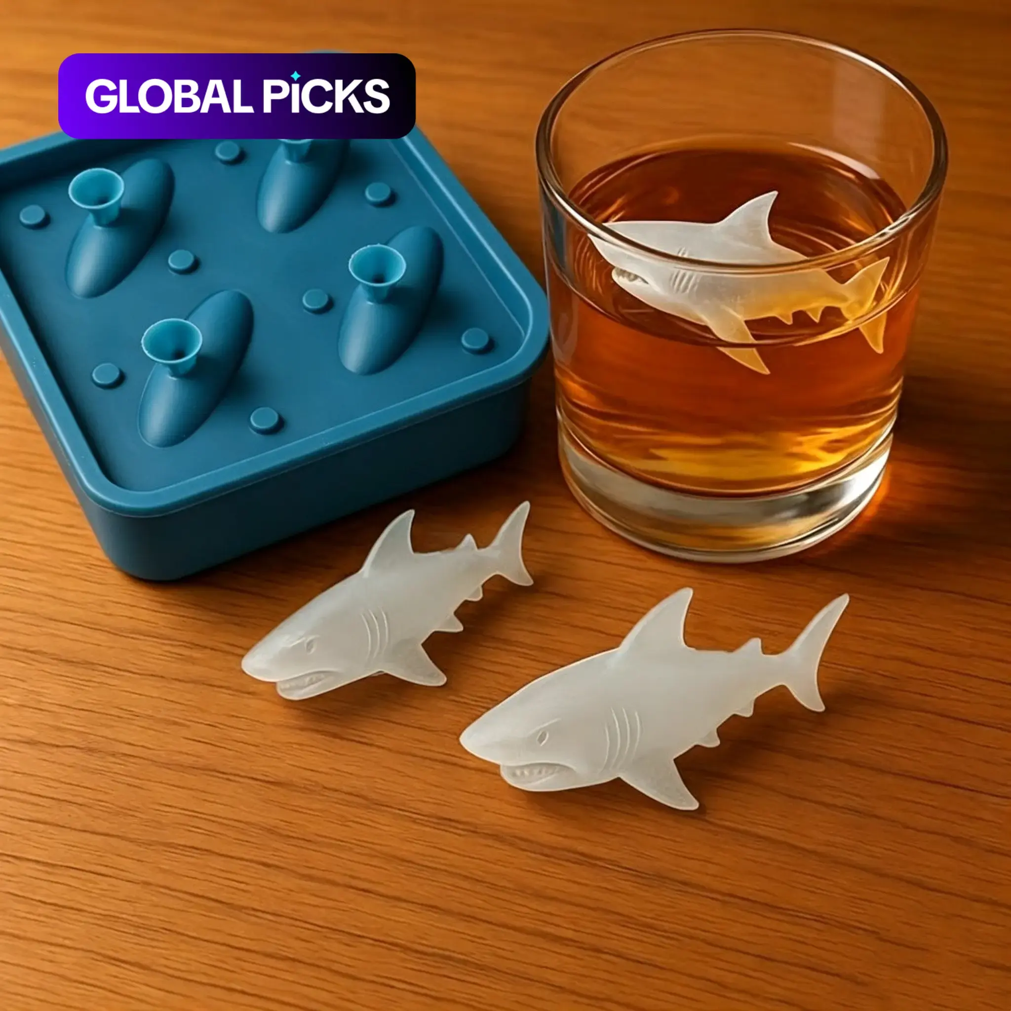 Shark Silicone Mold Set, Non-Stick Tray with 4 Cavities, Easy Release, Dishwasher Safe, Reusable Kitchen Party Decor, Shark Theme Dessert Molds, Ice Cube Mold, Ice Ball Molds, Ice Ball Maker #GLOBAL PICKS