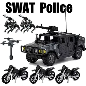 Panther Desert Police Humvee Stem Educational Toy, Creative DIY Plastic Building Blocks, Durable Off-Road Car Set, Perfect for Parties and Holidays