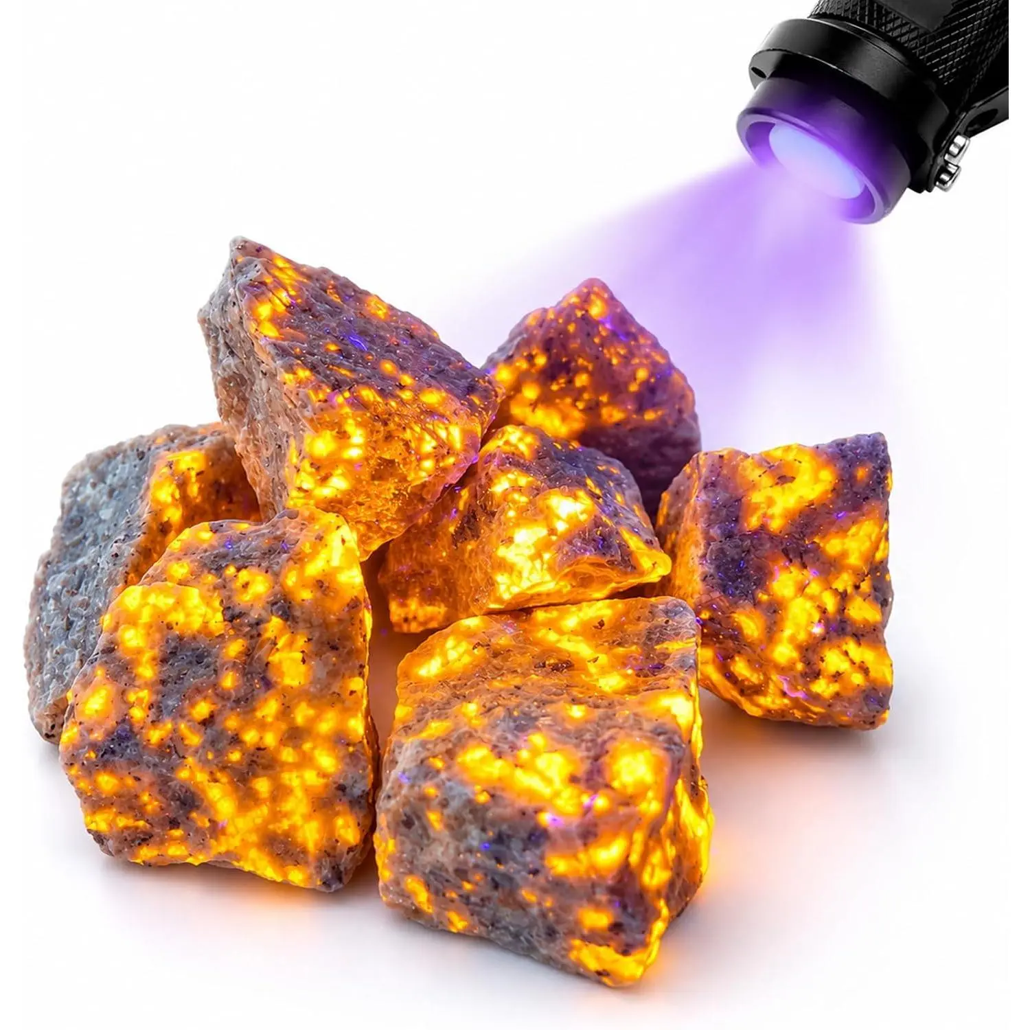 Yooperlite Rocks, 300g/0.67 lb UV Reactive Fluorescent Minerals,   Rough Stones, Glows Under 365nm UV Light, Unpolished Rocks for Rock Tumbler, Tumbling & Fountain Decor
