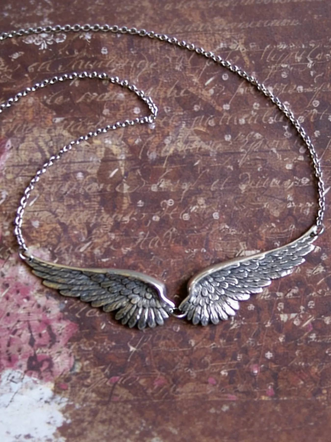 Vintage Silver Color Angel Wings Necklace for Men, Gothic Punk Style Unique Design Collarbone Chain, Retro Fashion Jewelry, Daily Costume Jewelry