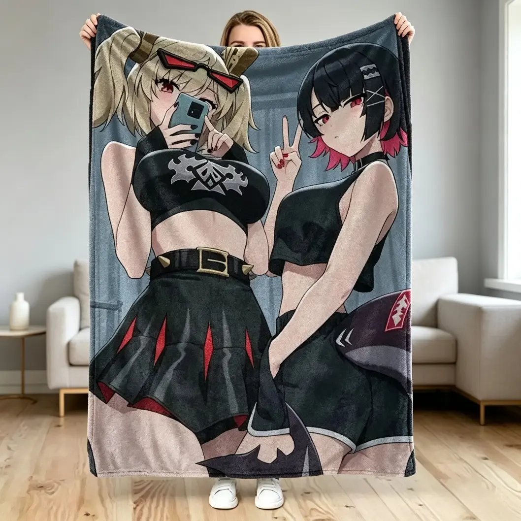 Anime-Inspired Printed Flannel Blanket, Soft Cozy Warm Throw Blanket for Adults And Children, Lightweight Room Decor Blanket for Sofa Camping Travel, Summer Vibes Gift for Guys Boyfriend