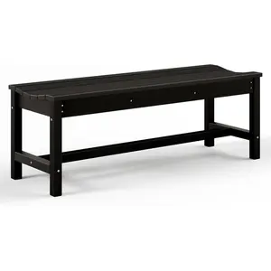 Outdoor Bench with Curved Seating, HDPE 2-Person Backless Bench Holds up to 800lbs, Weatherproof Garden Bench for Porch, Patio, Park, Entryway