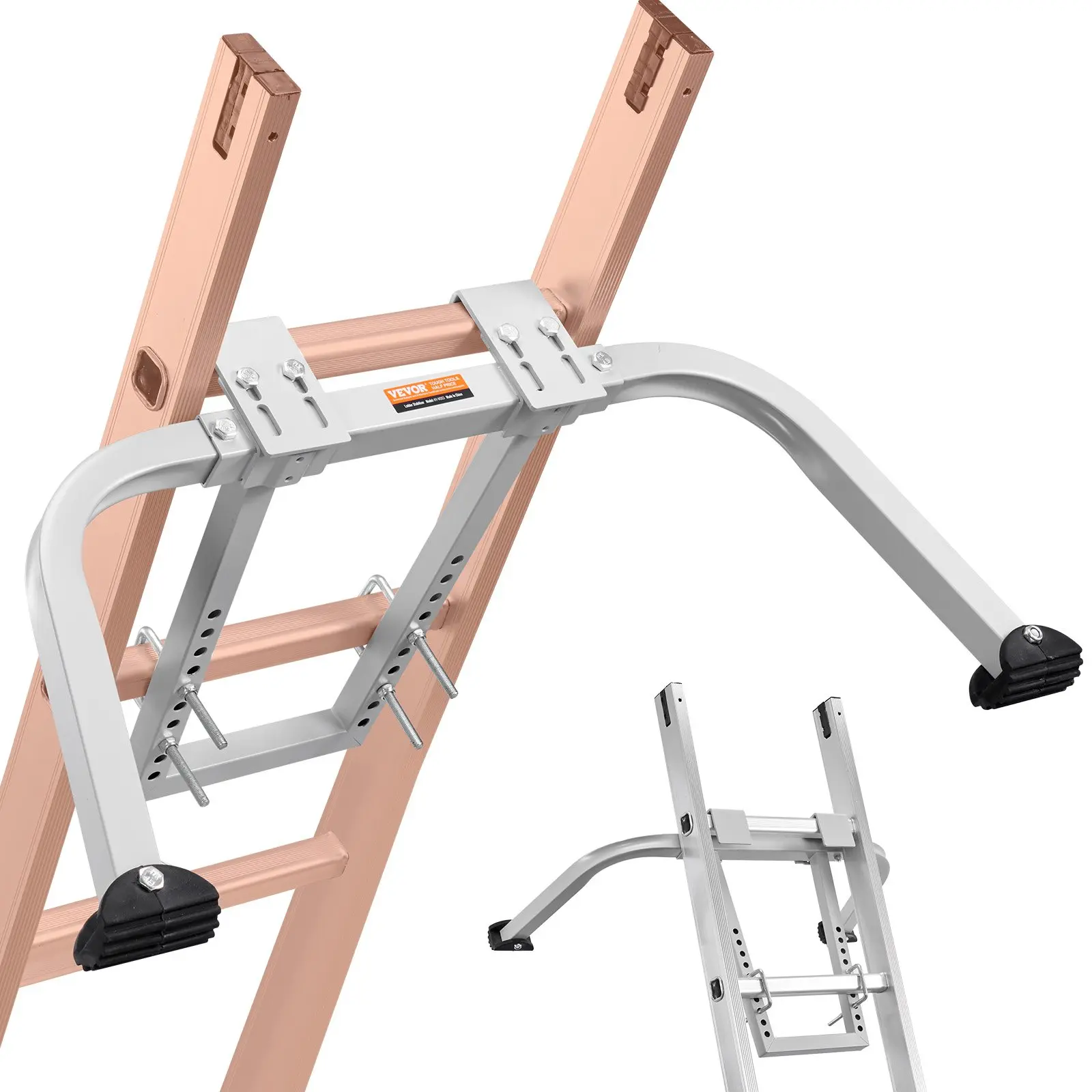 VEVOR Ladder Stabilizer, Heavy Duty Steel Ladder Roof Hook, Ladder Stabilizer with Wing Span/Wall Extension Accessory, Stable Ladder Standoff Arms for Roof Gutter with Anti-Slip Rubber Feet