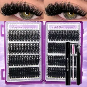 Large Capacity Eyelashes Clusters Kit, D Curl Mixed Length, Light Soft False Lashes, Waterproof, Beginner Friendly, Includes Tools