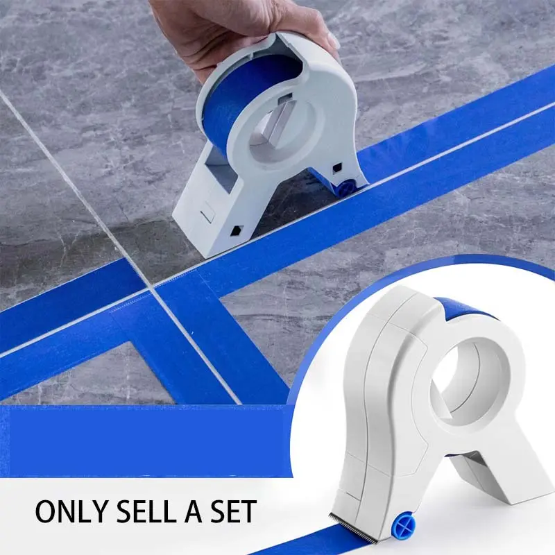 Professional Painter's Masking Tape Dispenser-1pc Tape distributor+1Roll Blue Decal，Durable ABS, Portable and Easy to Grip, Ideal for Home and Industrial Use, Battery Free, Suitable for Tailors and Builders